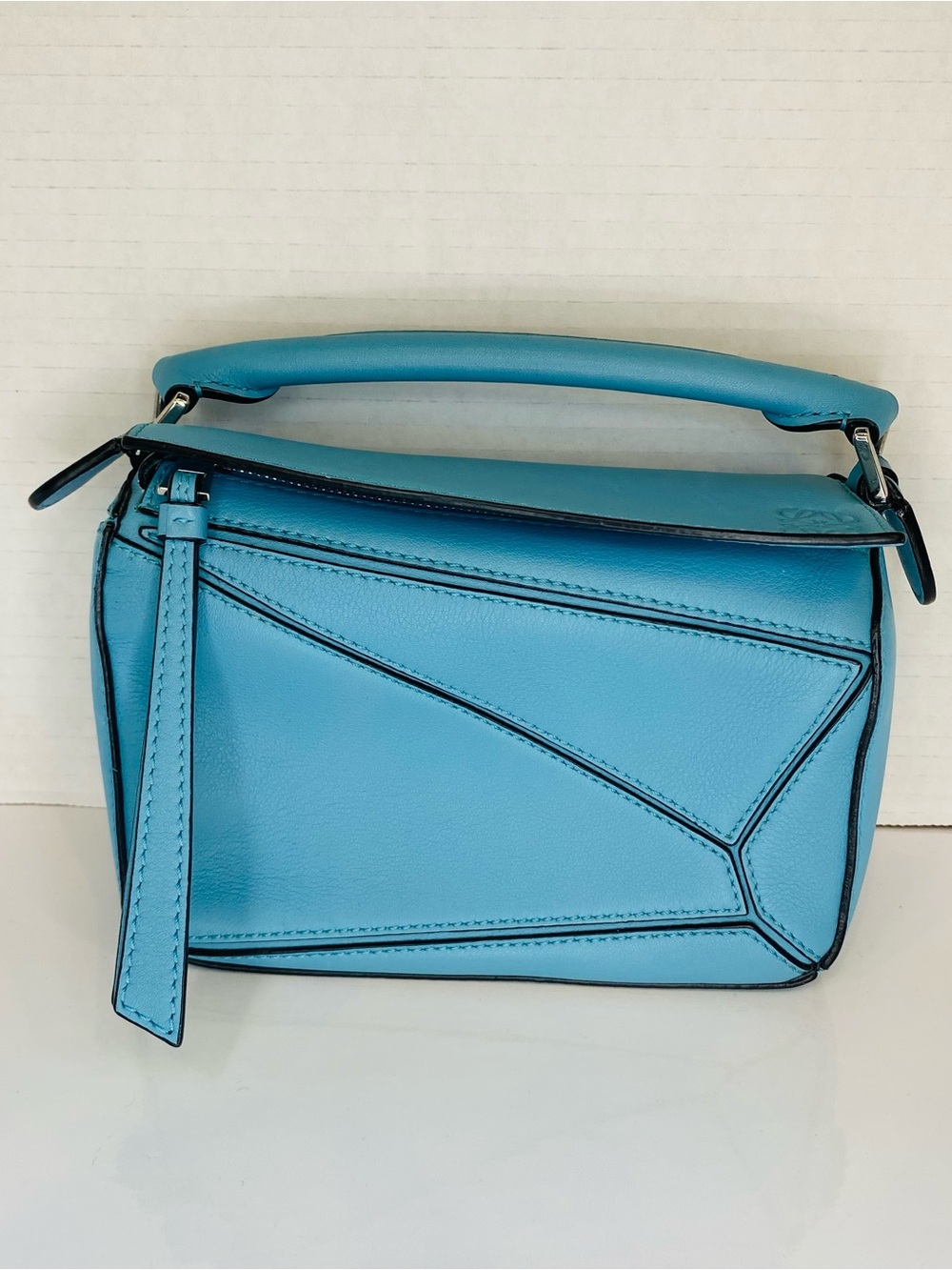 Women's Loewe Puzzle bag mini Blue Leather Top-Handle Bag